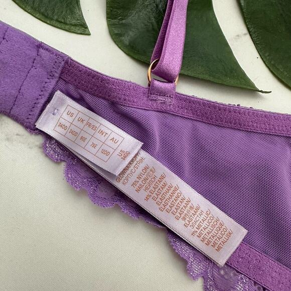 Savage Fenty Womens Balconette Bra Size 34 DD New Purple Lace Sheer - Picture 7 of 7